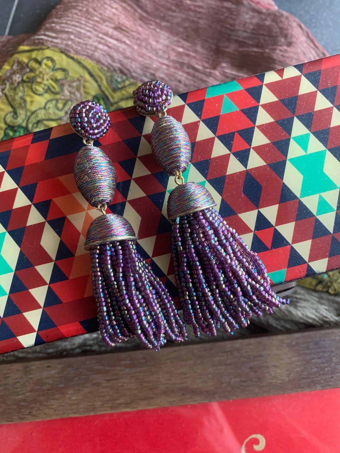 Scintillating Multicoloured Beaded Necklace with Danglers - SHIVKA