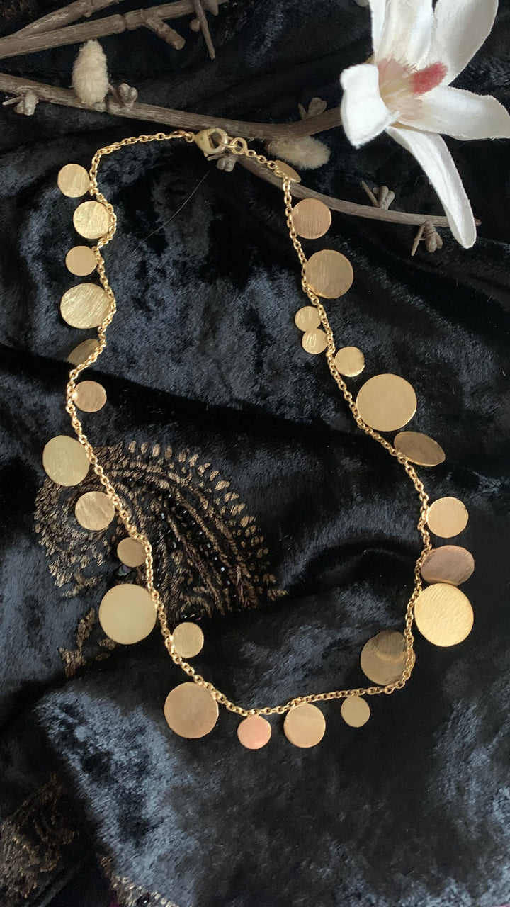Designer Gold Disc Necklace