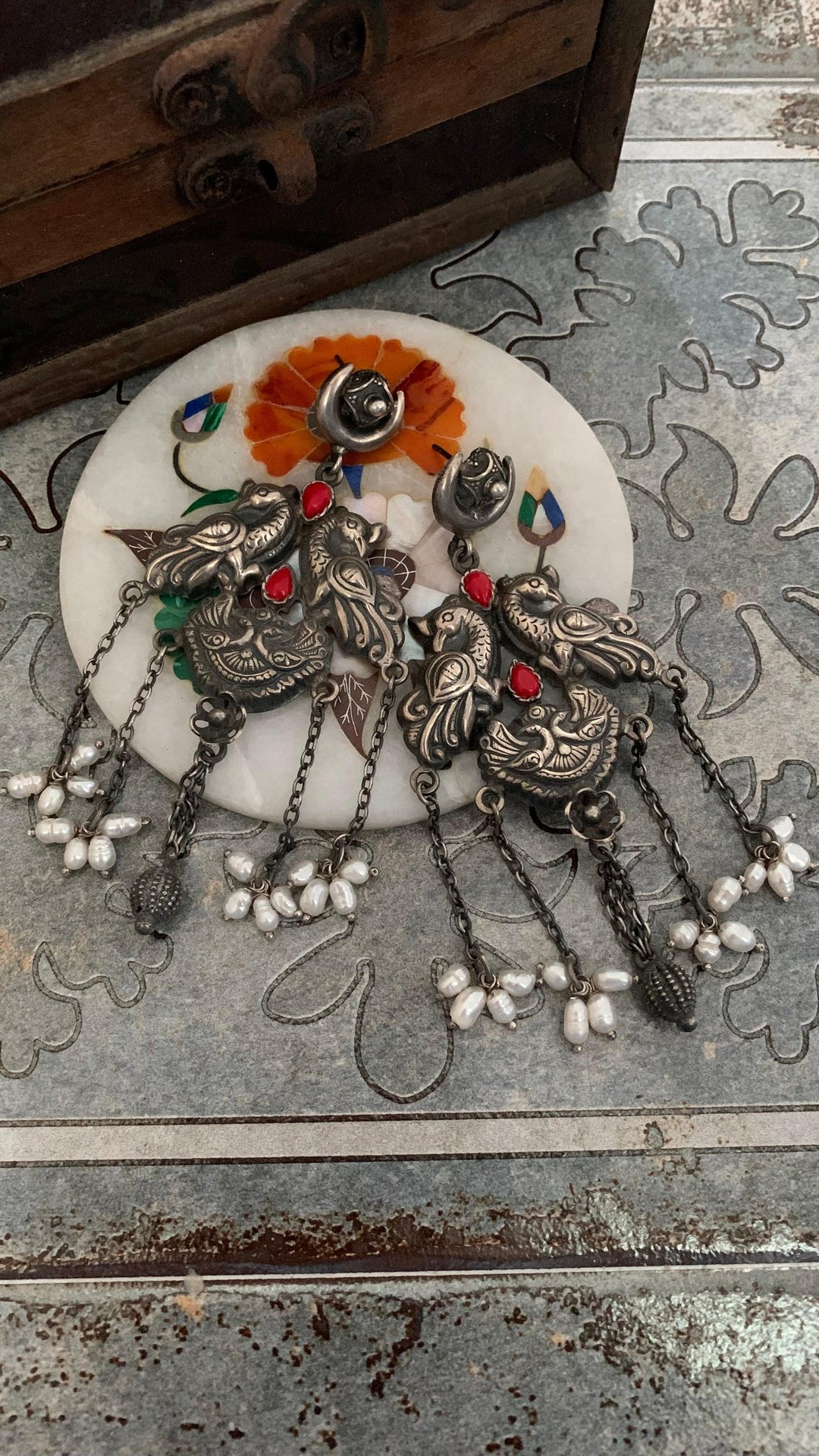 Twin Peacock Pure 925 Silver Earrings - SHIVKA