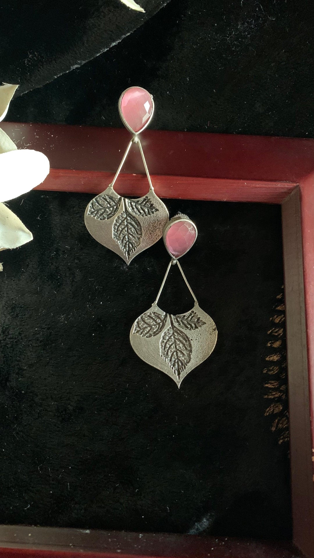 Tribal Leaf Stone Danglers - SHIVKA