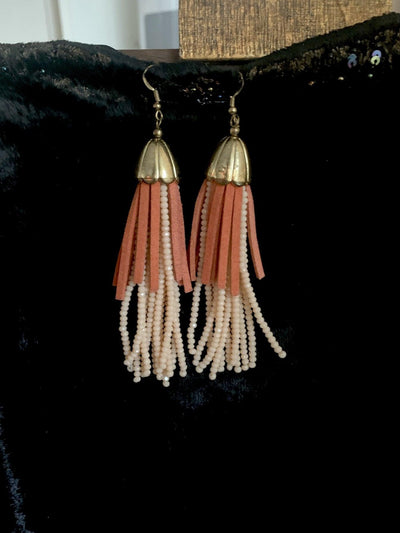 Suede and Beads Earrings - SHIVKA