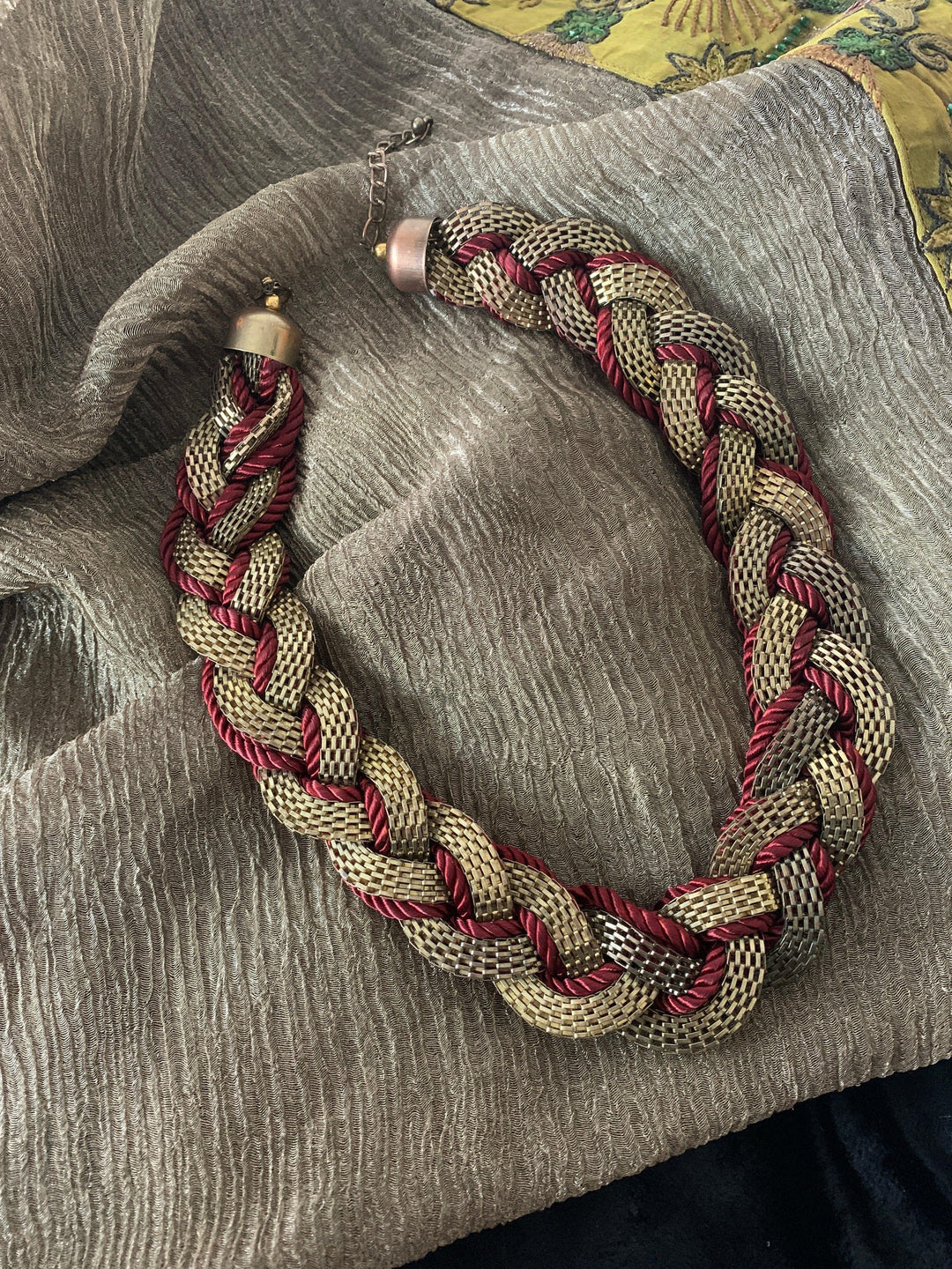 Maroon and Gold Necklace - SHIVKA