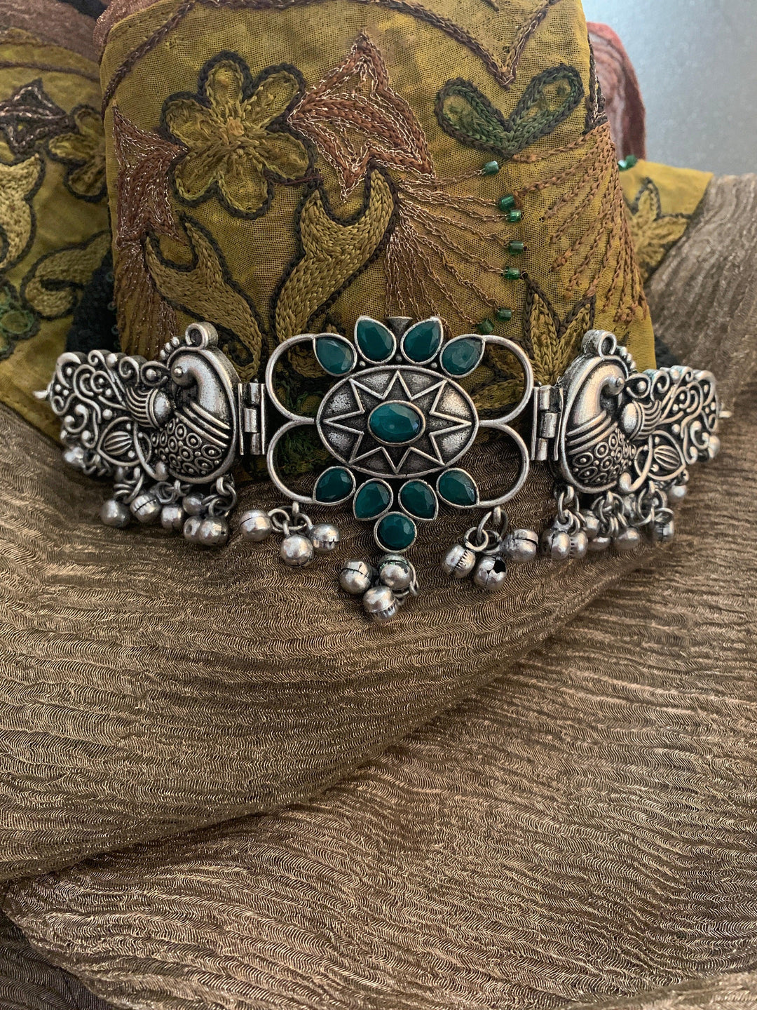 Peacock Choker Necklace with Earrings - SHIVKA