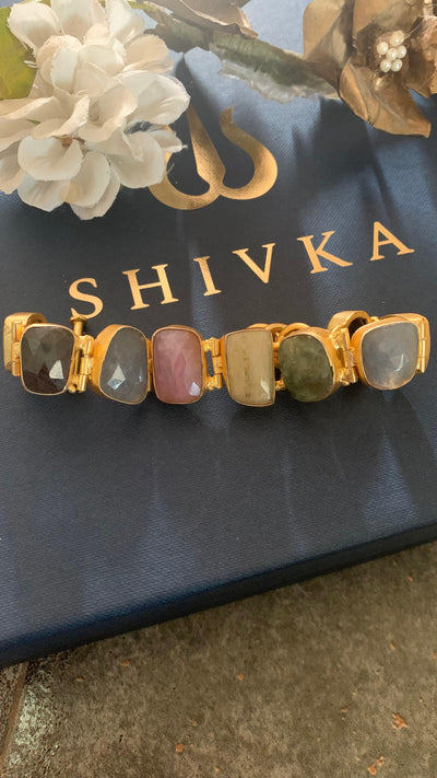 Statement Multicoloured Gemstones Bracelet - SHIVKA