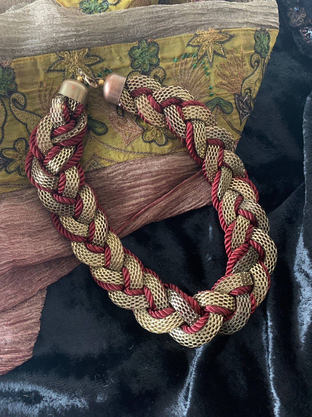 Maroon and Gold Necklace - SHIVKA