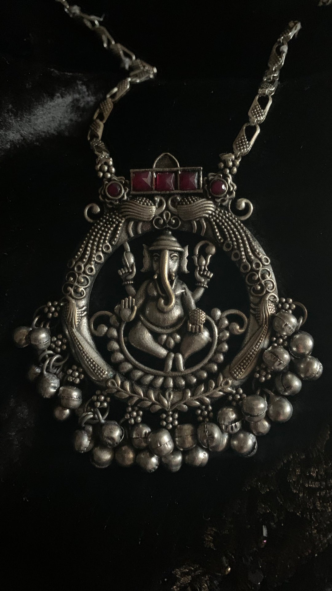 Antique Ganesha Pendant Long Necklace