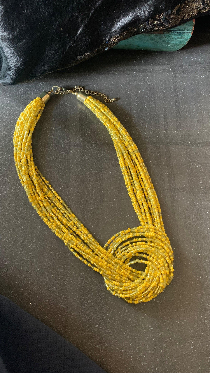 Sunshine Knotty Necklace with Statement Earrings - SHIVKA