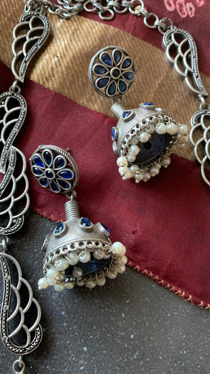 Tribal Long Necklace with Statement Jhumkas - SHIVKA