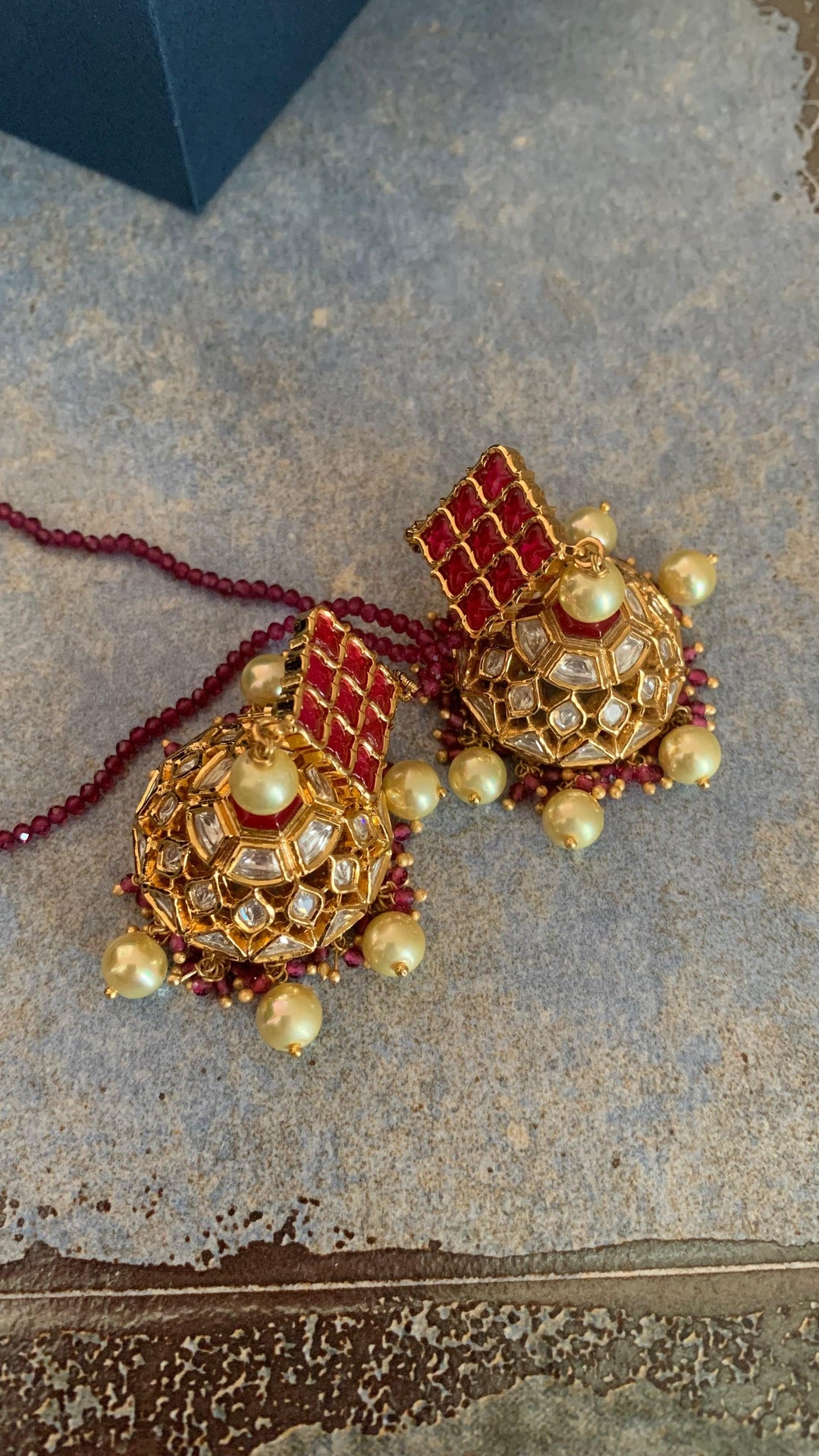 Kundan Pendant Ruby Necklace with Earrings - SHIVKA