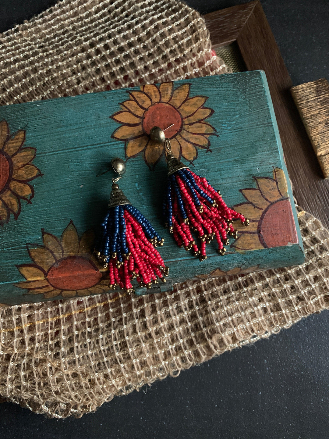 Stylish Red and Blue Danglers - SHIVKA