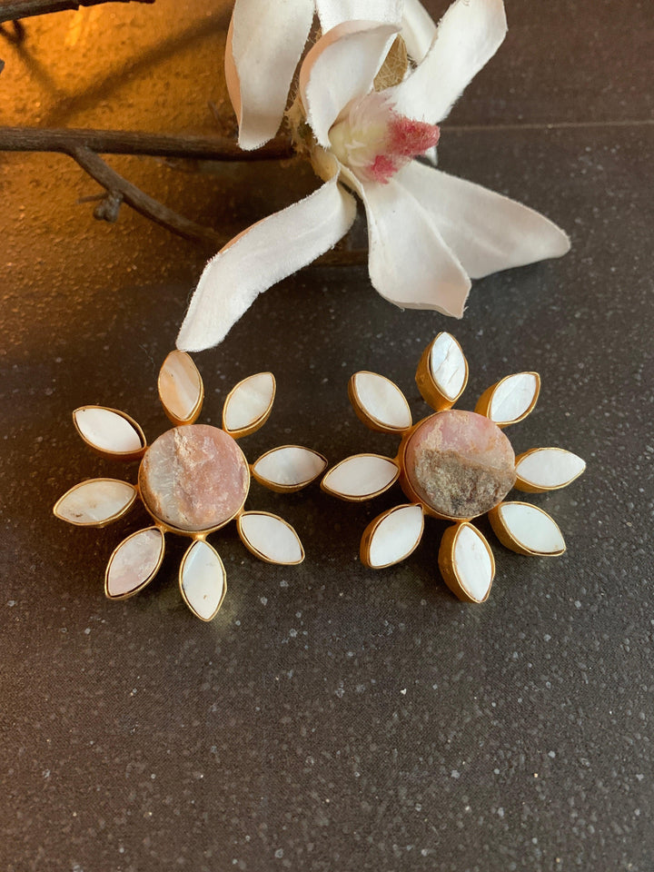 White Floral Studs - SHIVKA