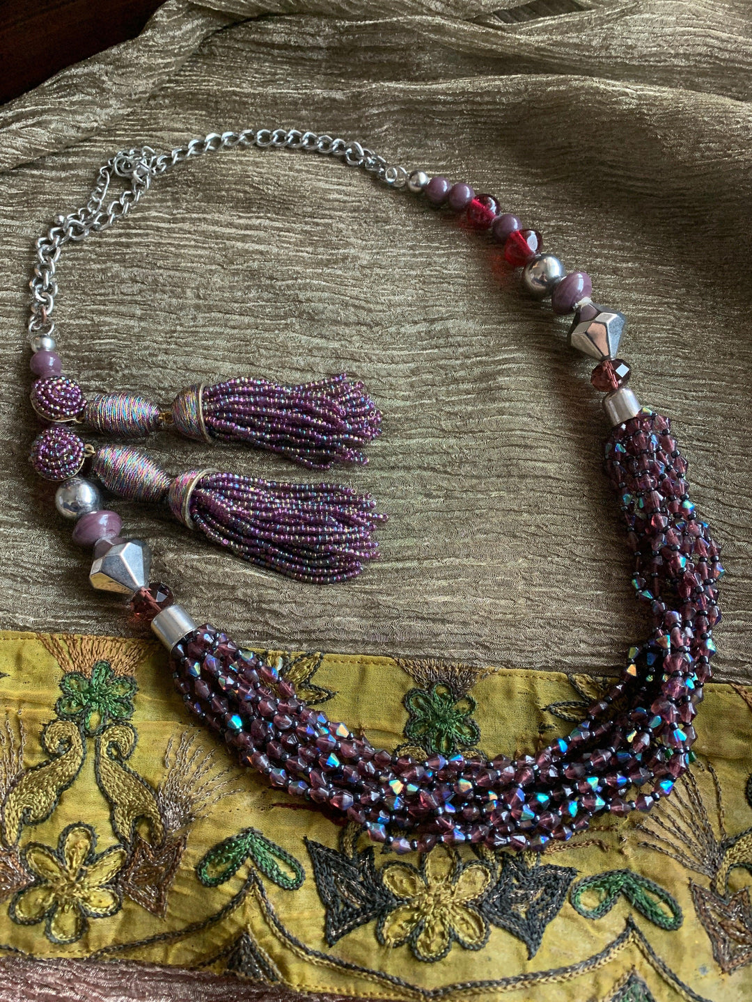 Scintillating Multicoloured Beaded Necklace with Danglers - SHIVKA