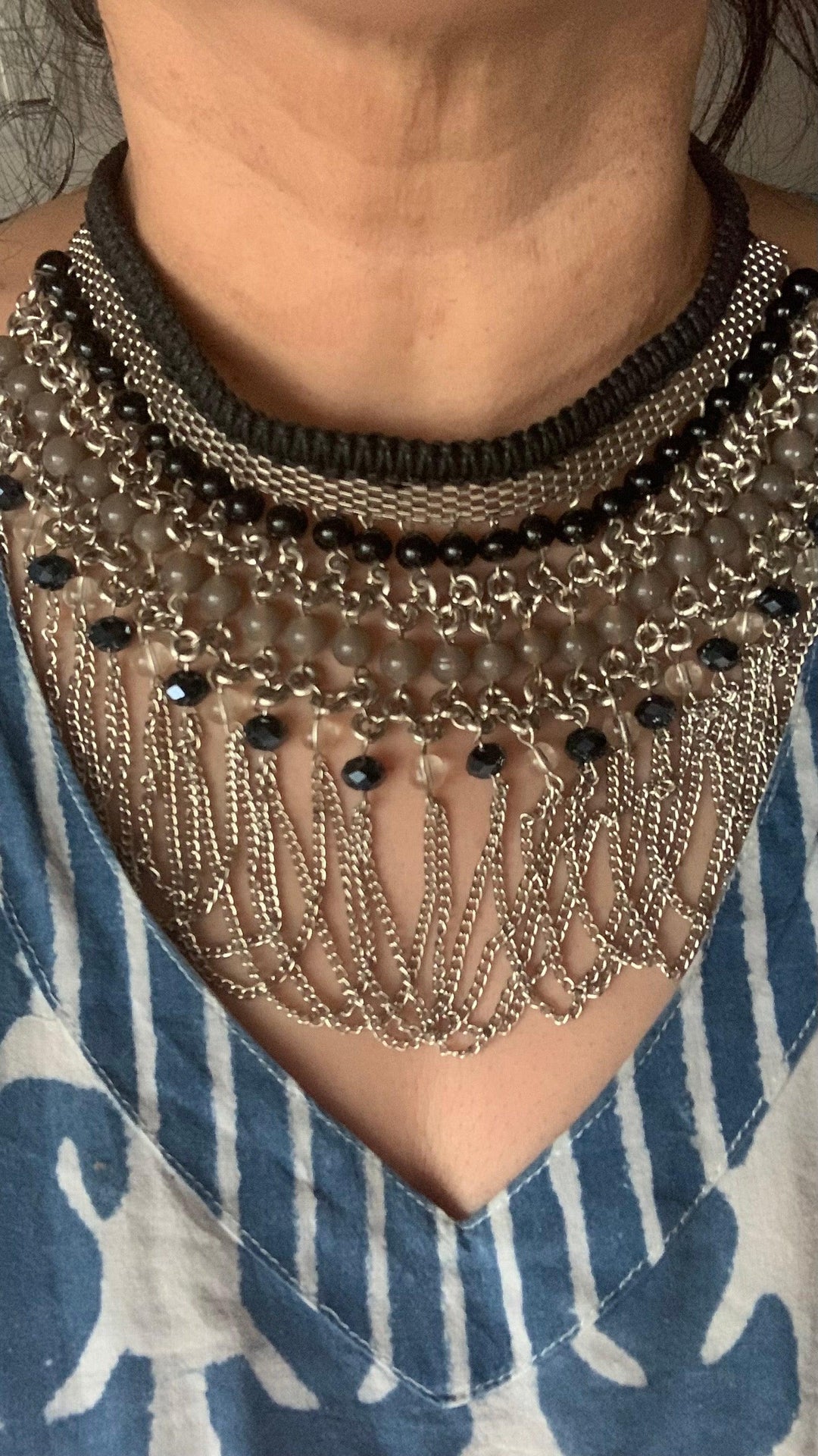 Gypsy Black and Silver Choker Necklace - SHIVKA