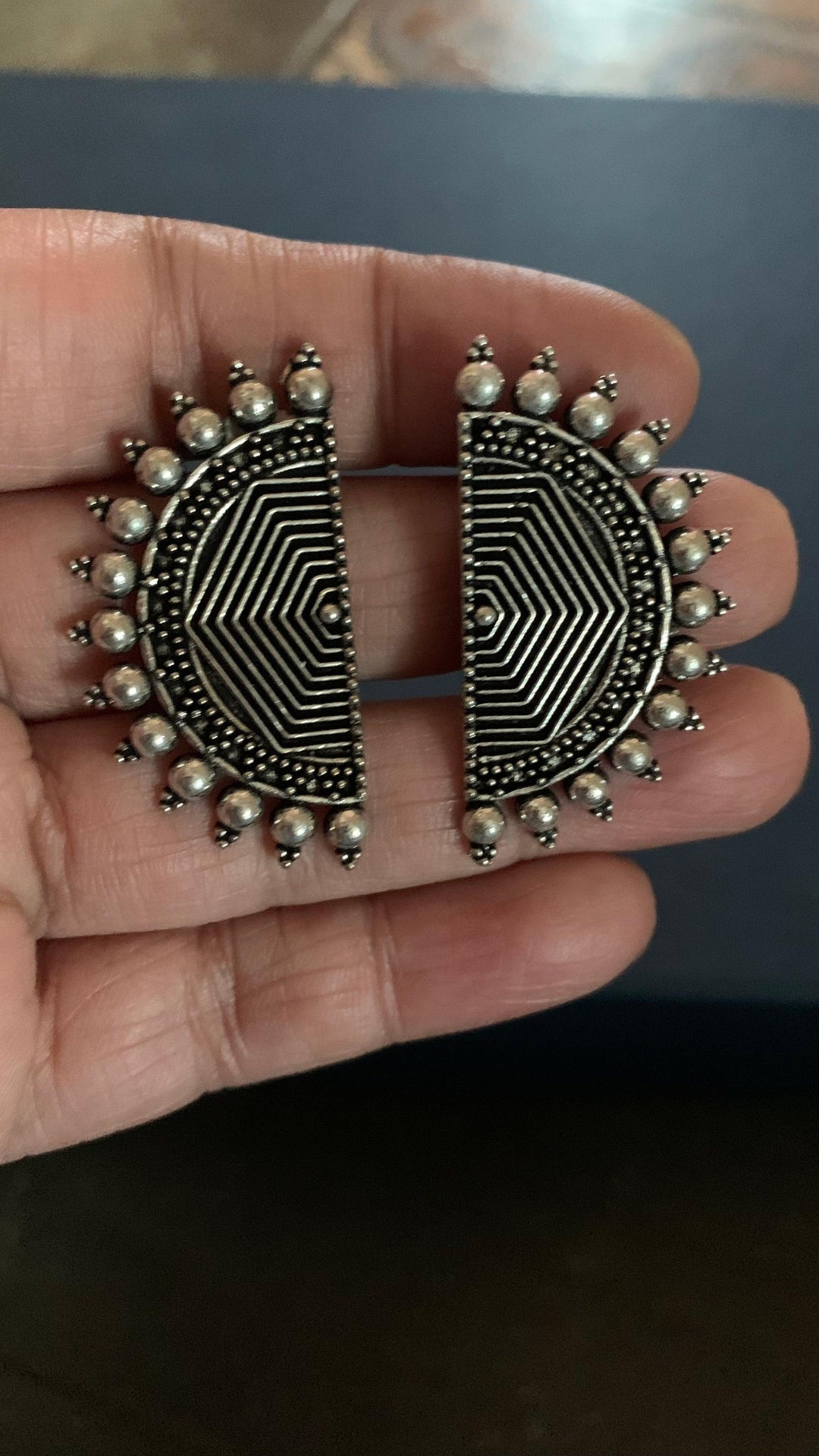 Semi Circle Crescent Stud Earrings - SHIVKA