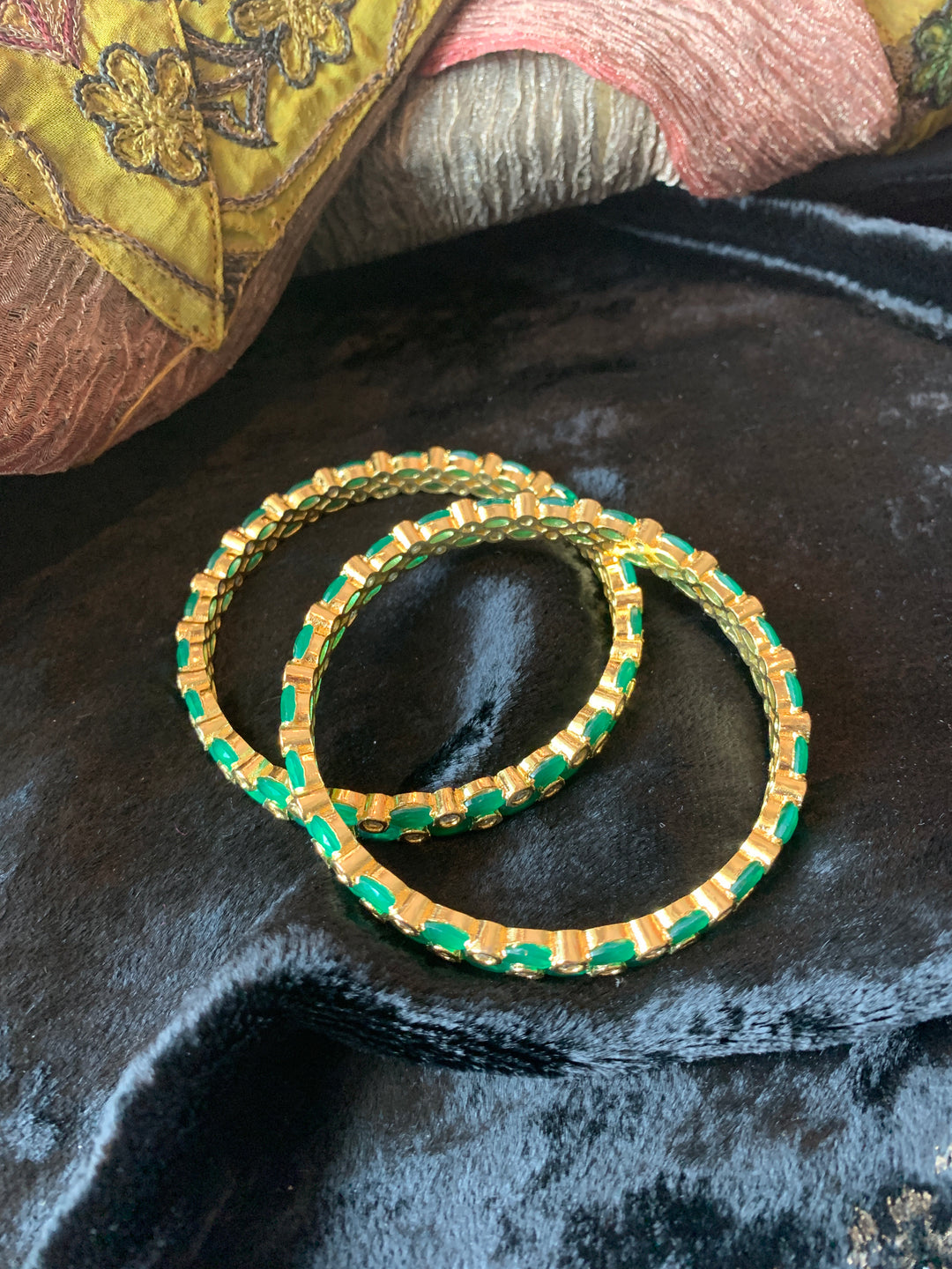 Emerald Green AD Bangles-set of 2