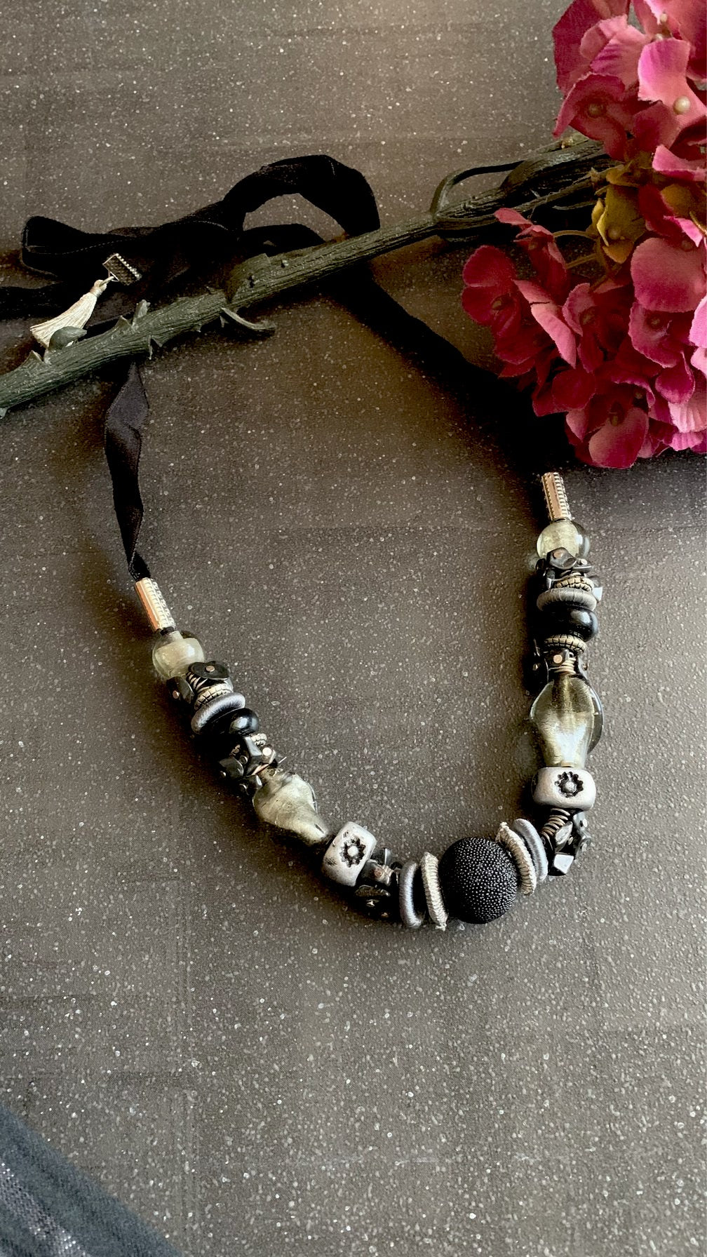 Classic Black Beaded Necklace