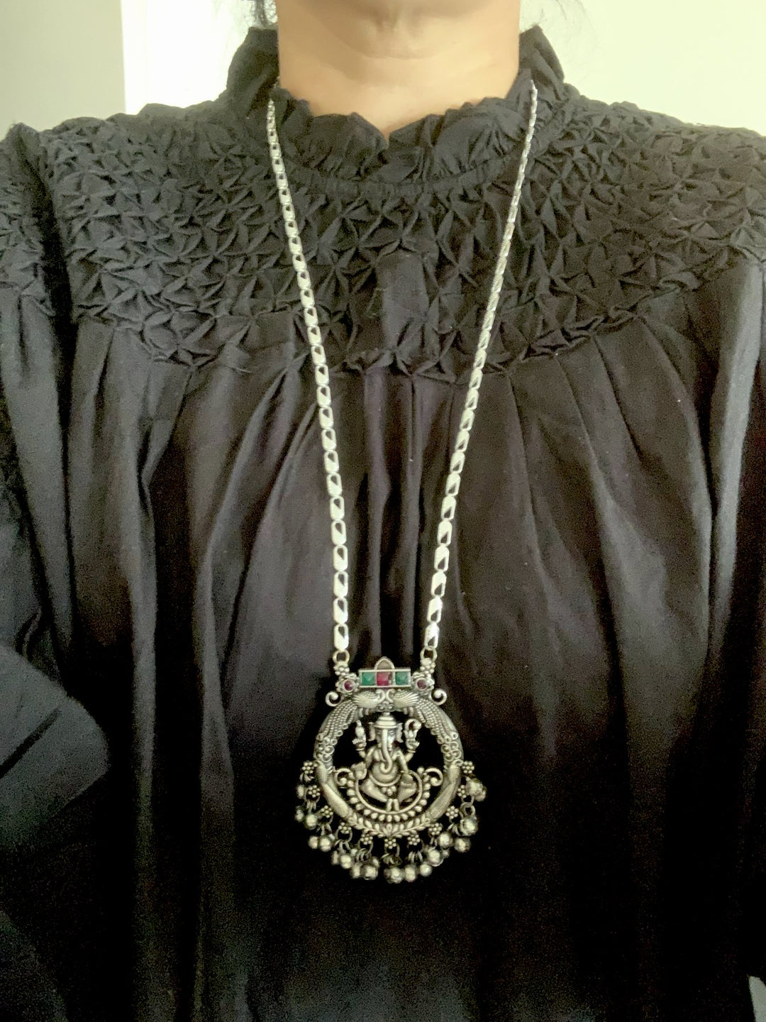 Antique Ganesha Pendant Long Necklace