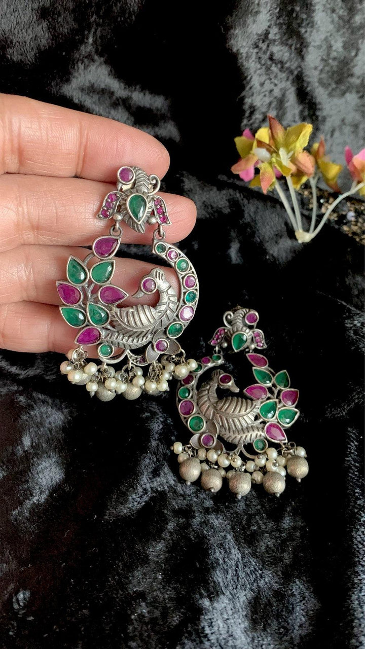 Multicoloured Peacock Earrings - SHIVKA