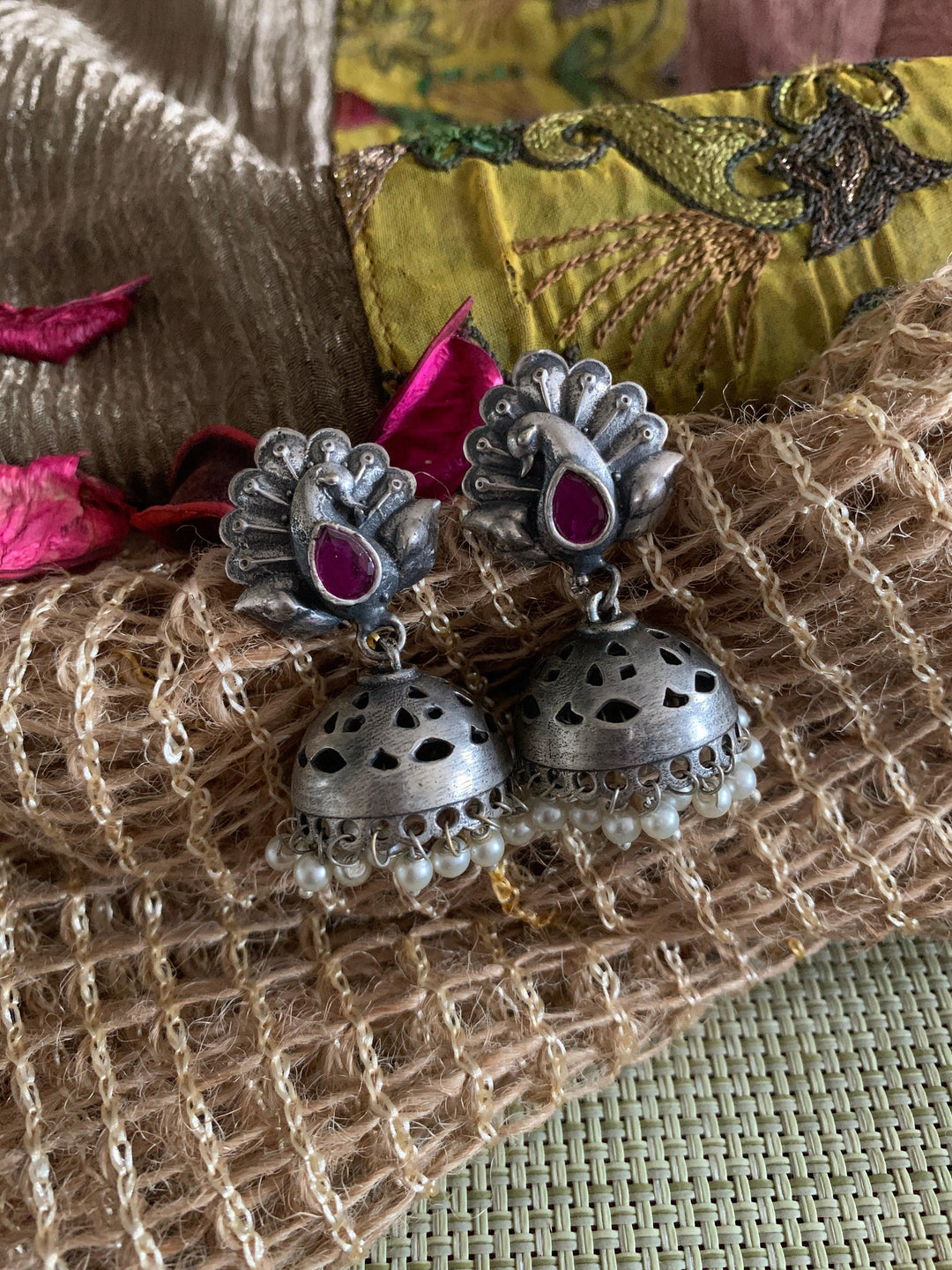 Traditional Peacock Jhumkis - SHIVKA