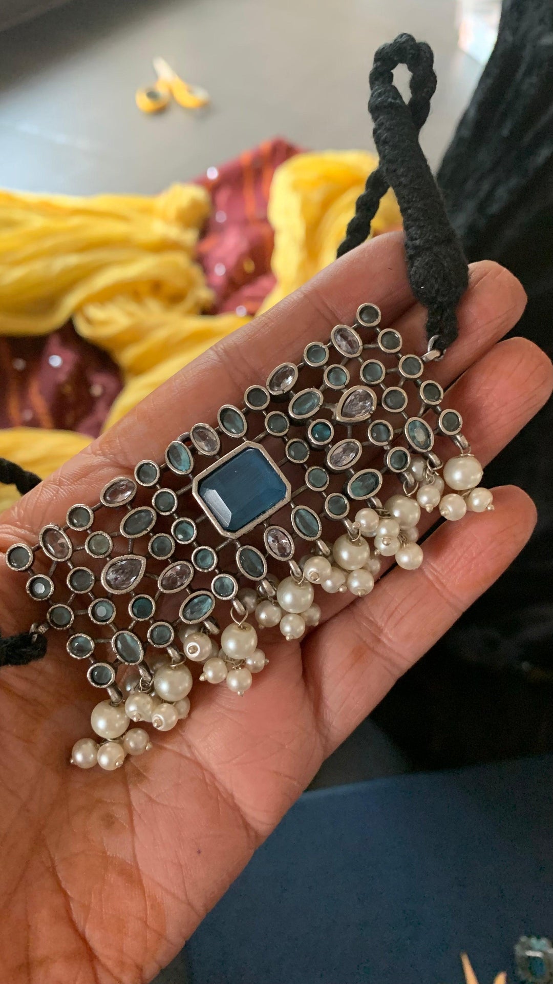 Vintage Stones Choker with Statement Earrings - SHIVKA