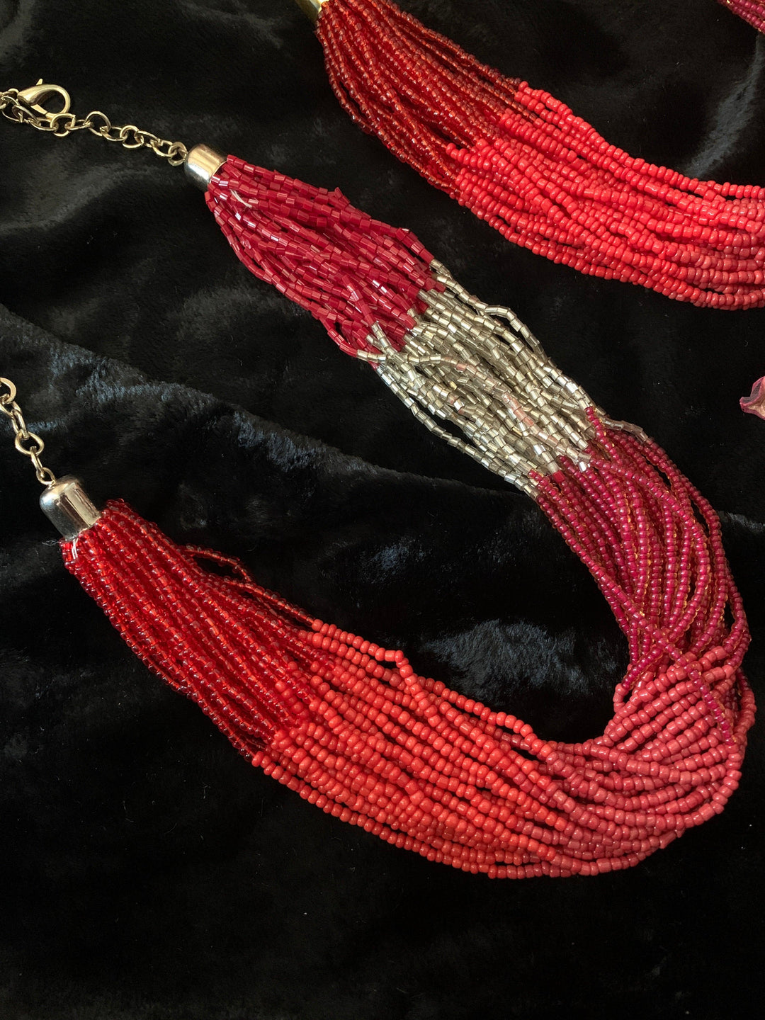 Statement Red Beaded Necklace - SHIVKA