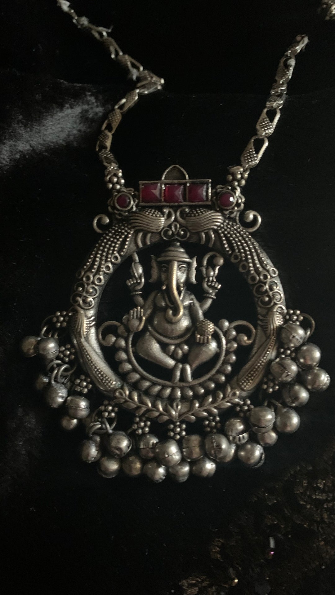 Antique Ganesha Pendant Long Necklace