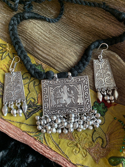 Ganesha Pendant Necklace with Earrings - SHIVKA