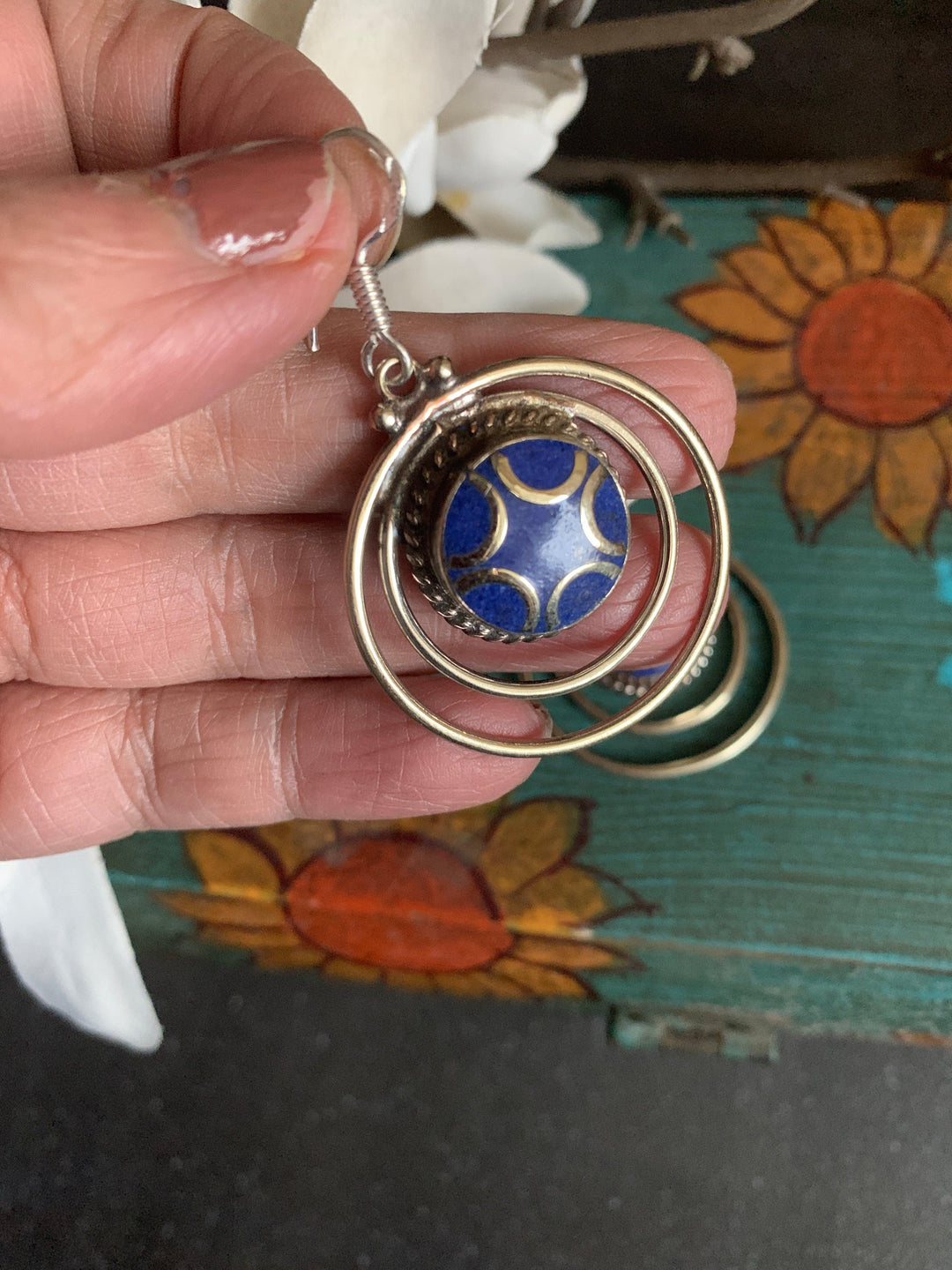 Spiral Lapis Blue Danglers - SHIVKA