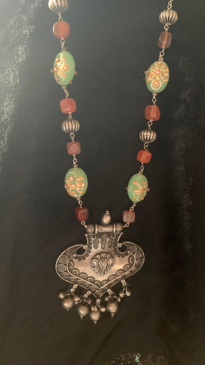 Statement Pendant Necklace with Earrings - SHIVKA