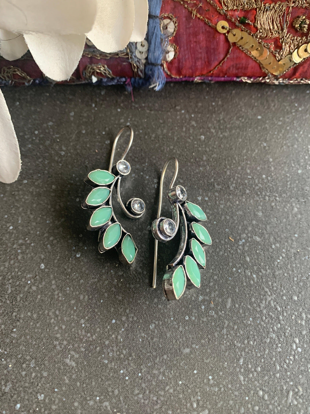 Leaf Shaped Stone Earrings - SHIVKA