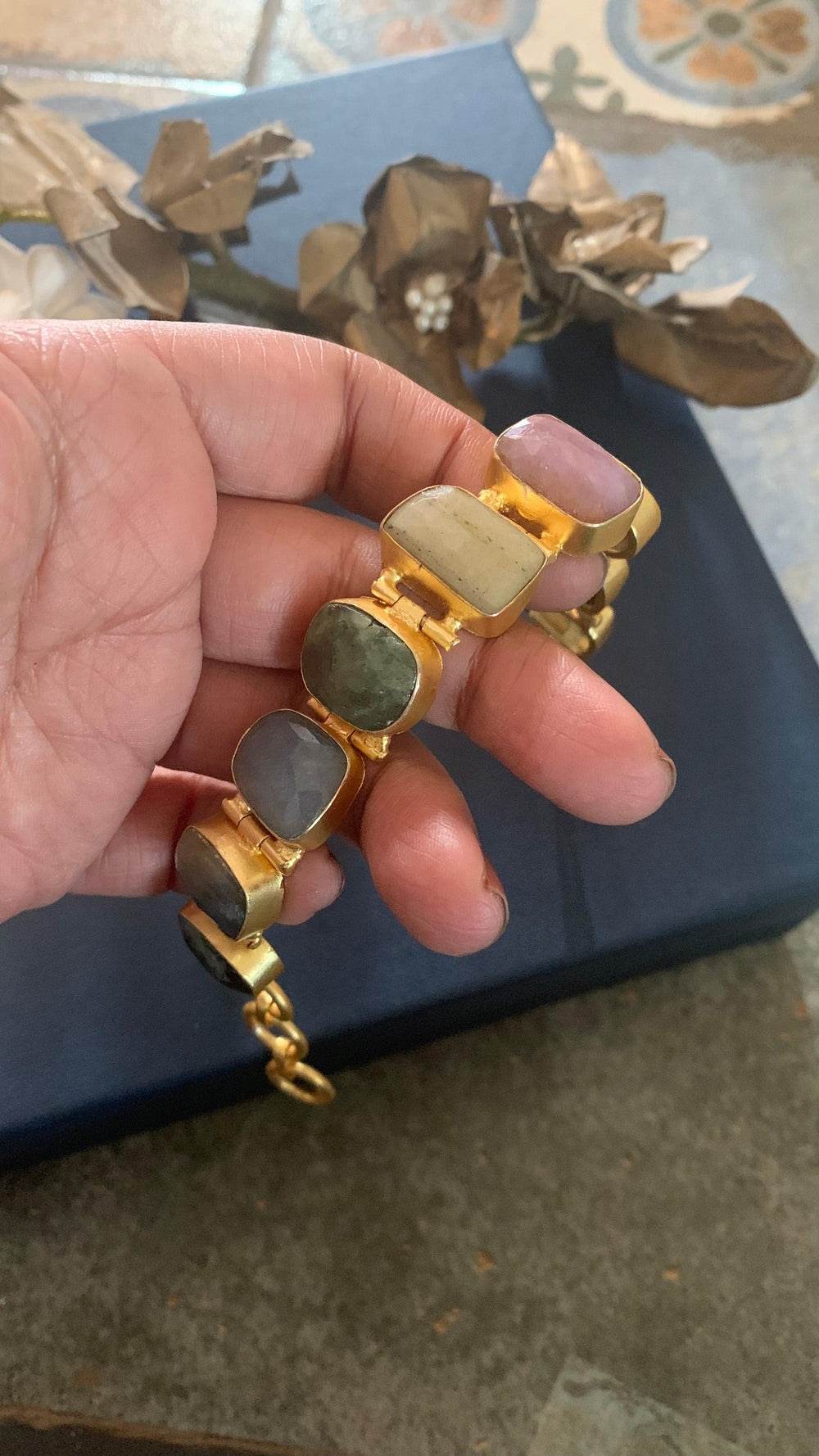 Statement Multicoloured Gemstones Bracelet - SHIVKA