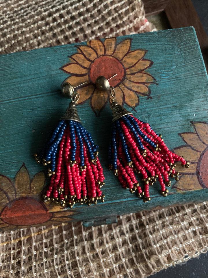 Stylish Red and Blue Danglers - SHIVKA