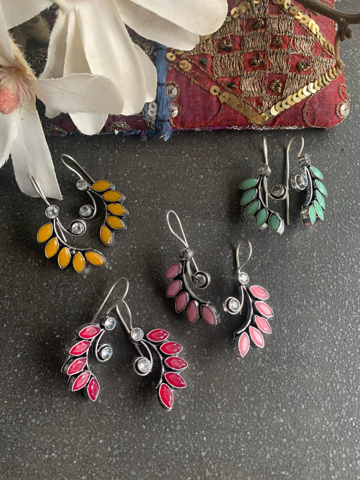 Leaf Shaped Stone Earrings - SHIVKA