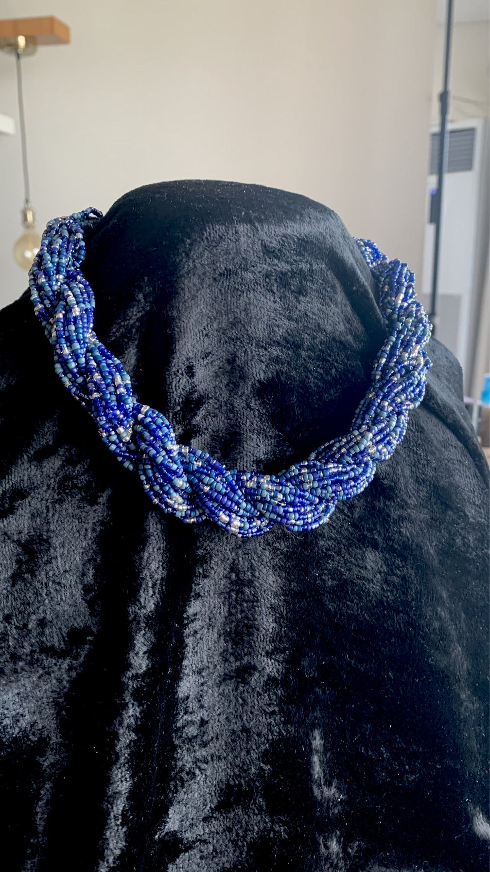 Blue Beaded Necklace with Antique Jhumkis