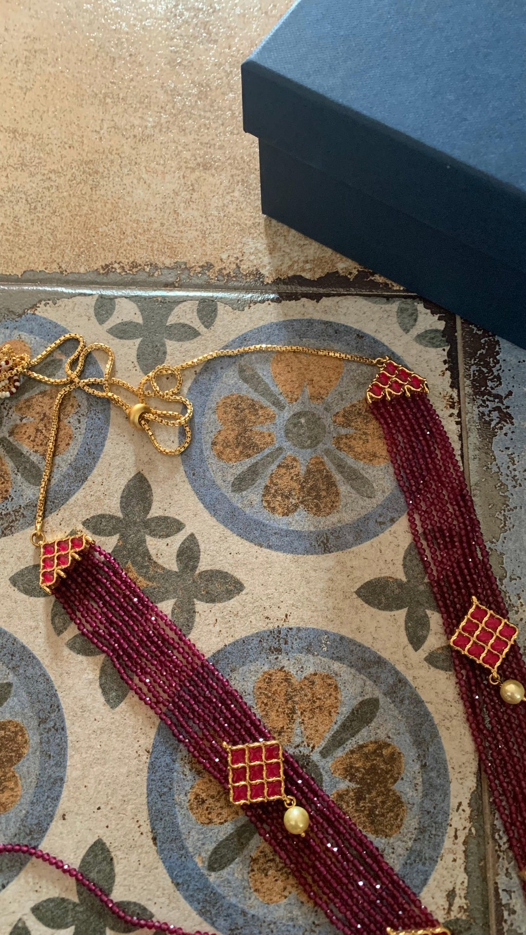 Kundan Pendant Ruby Necklace with Earrings - SHIVKA