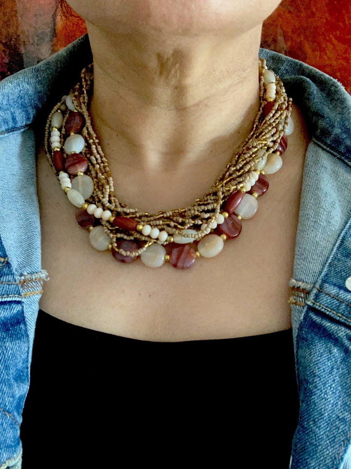 Statement Beaded Necklace - SHIVKA