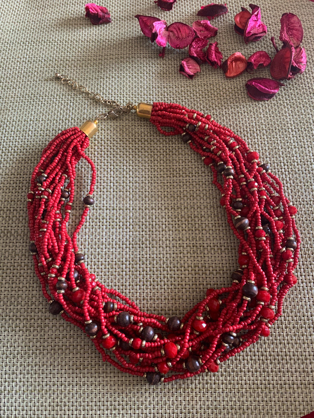 Red Beaded Necklace - SHIVKA