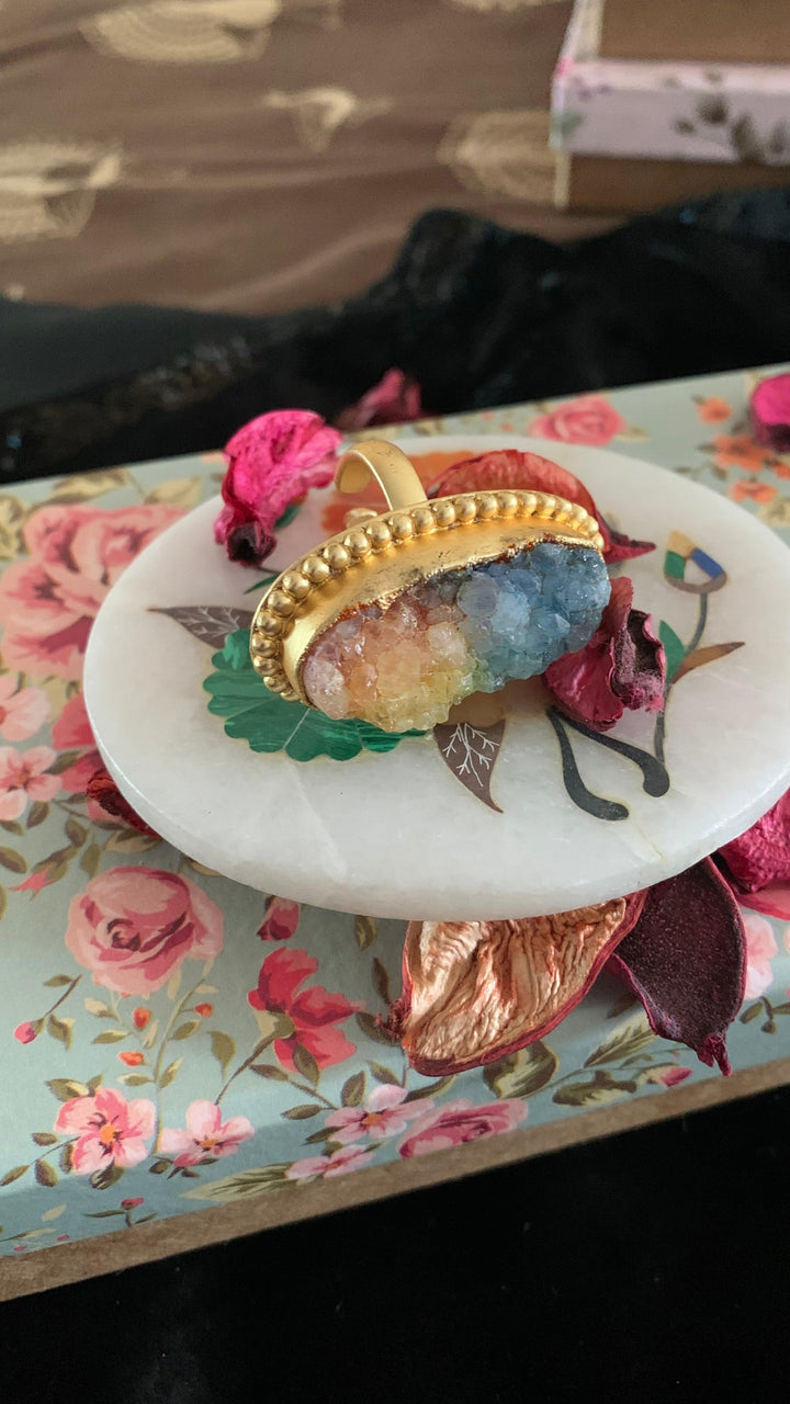 Stylish Multicoloured Stone Ring - SHIVKA