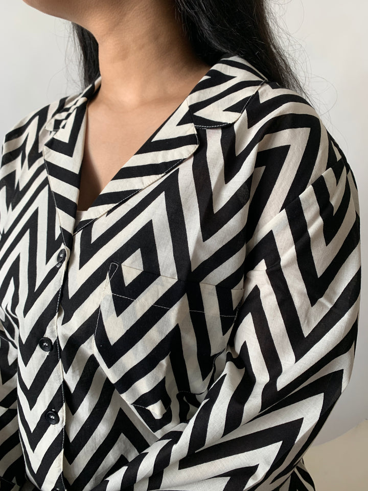 Black and White Night Suit Set