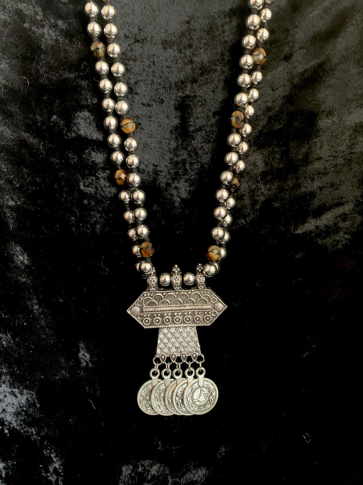 Coins Pendant Beaded Necklace