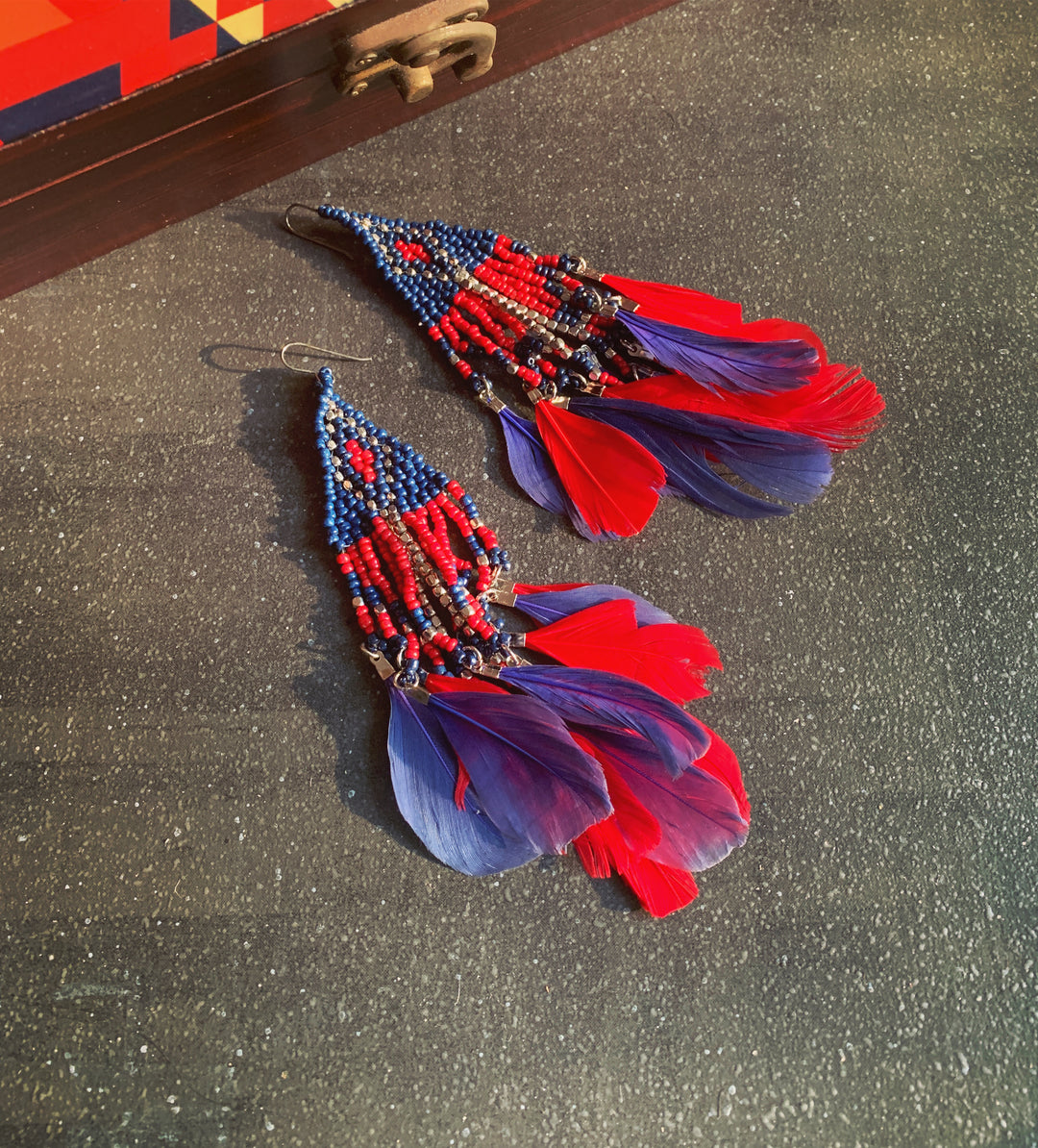 Beaded Feathers Earrings