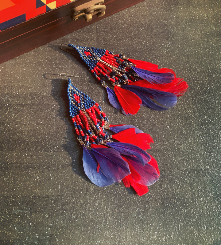 Beaded Feathers Earrings