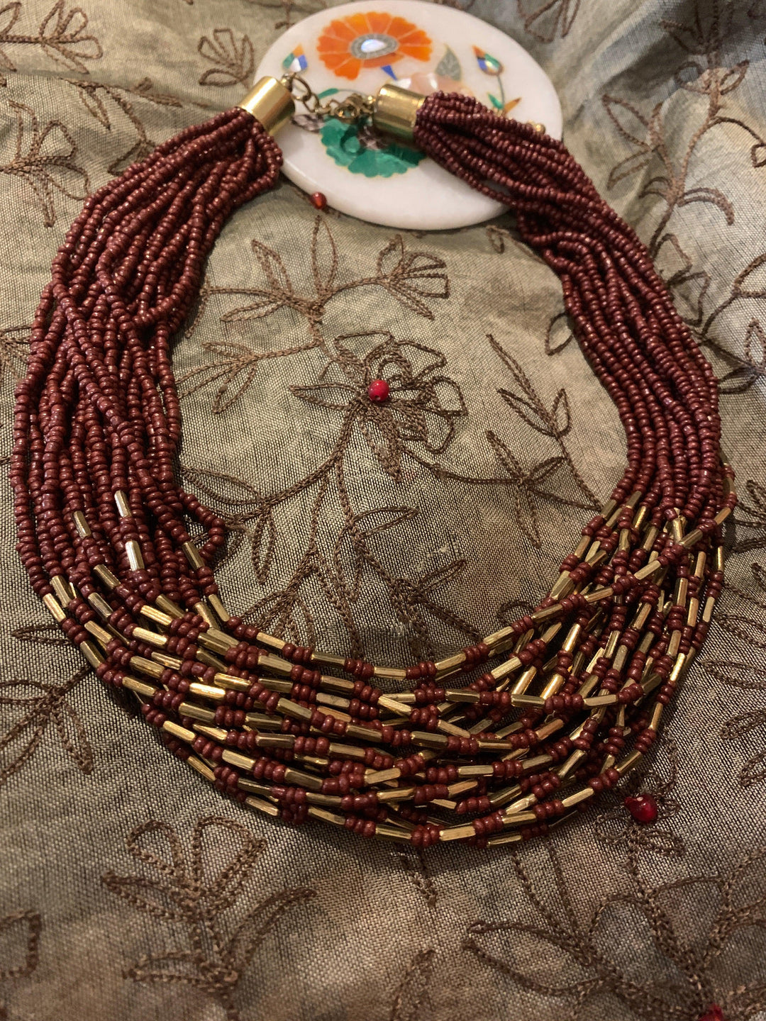Maroon Gold necklace - SHIVKA