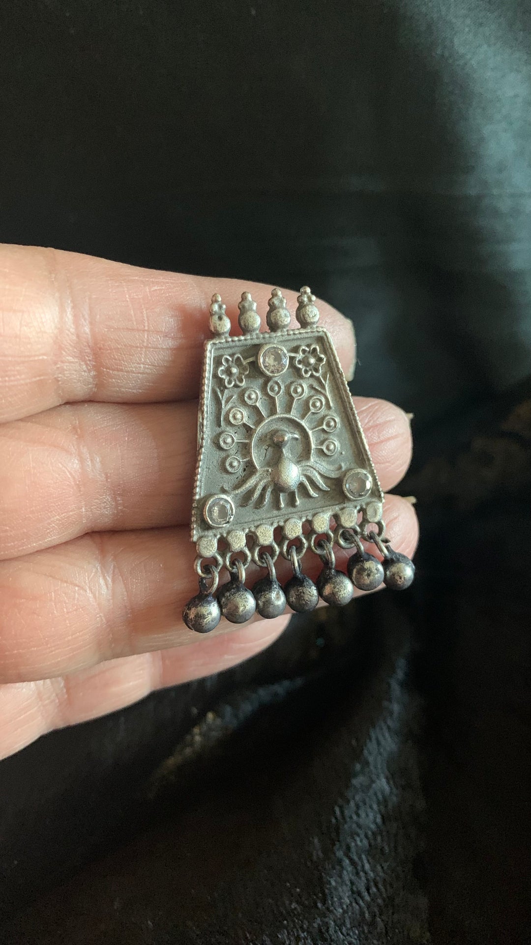 Antique Peacock Necklace with Studs