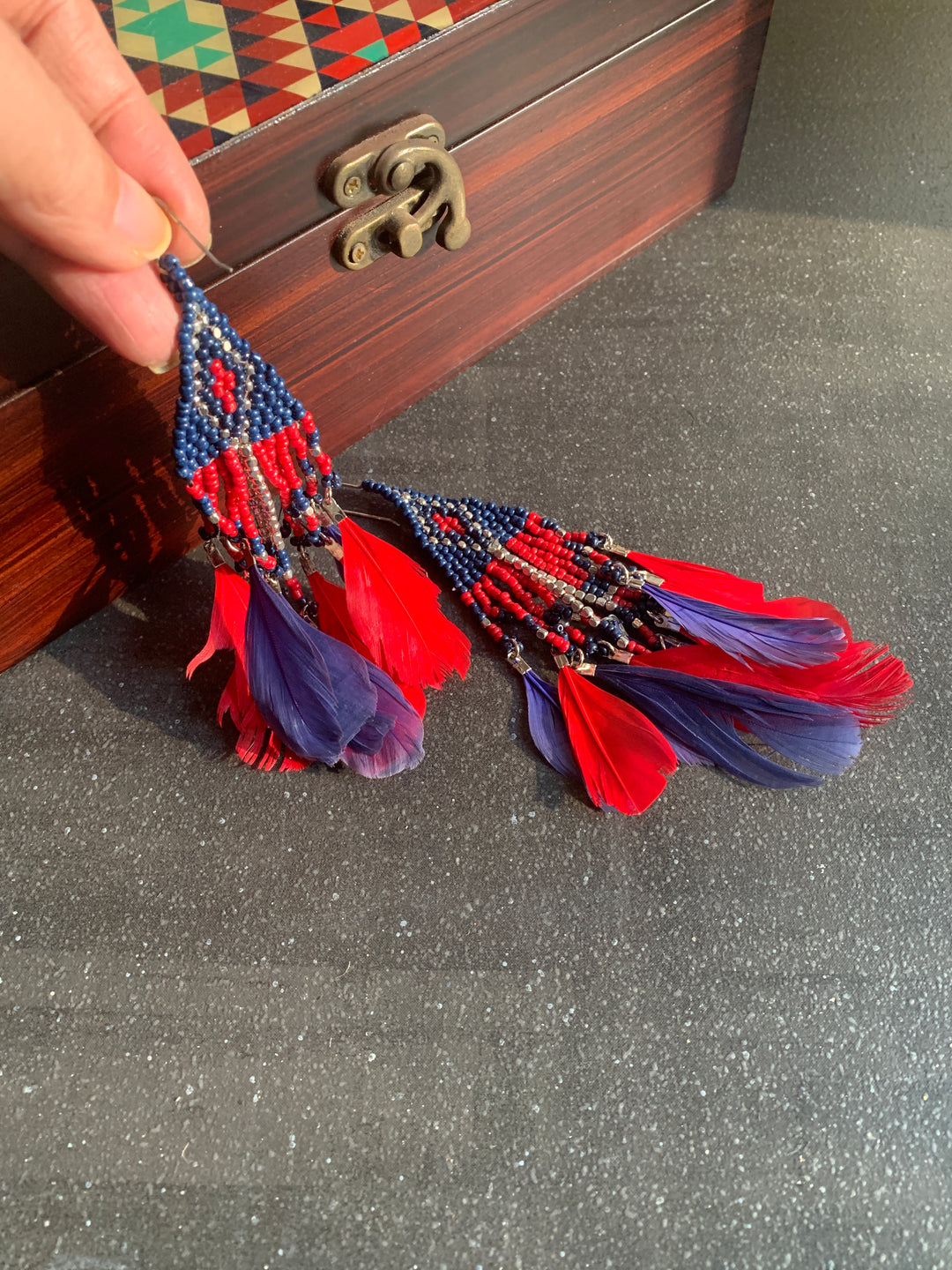 Beaded Feathers Earrings