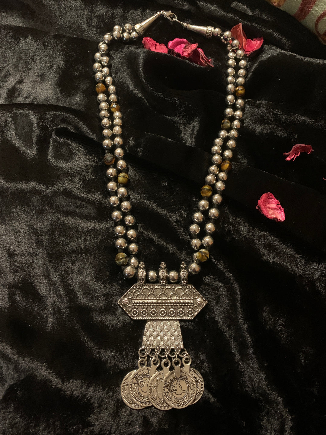 Coins Pendant Beaded Necklace