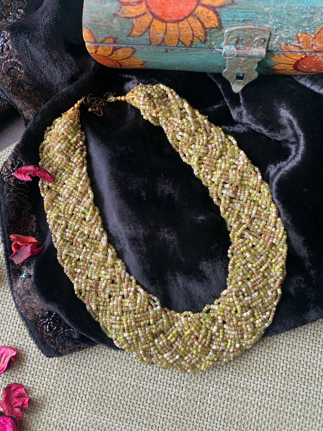 Pastel Green Beaded Necklace - SHIVKA