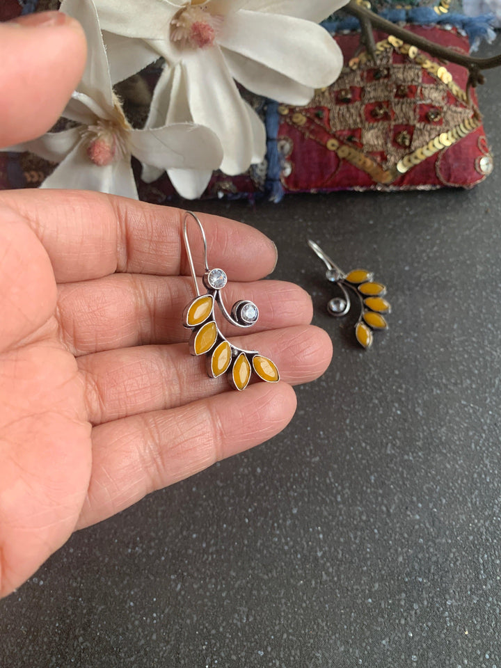 Leaf Shaped Stone Earrings - SHIVKA