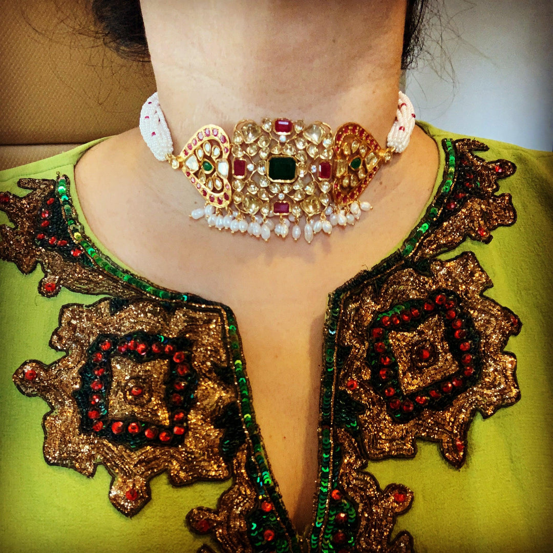 Royal Jadau Choker with Earrings - SHIVKA