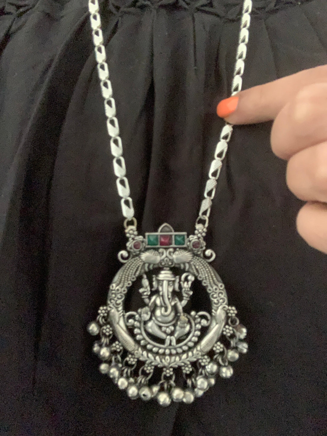 Antique Ganesha Pendant Long Necklace